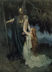 Brunnhilde knelt at his feet
